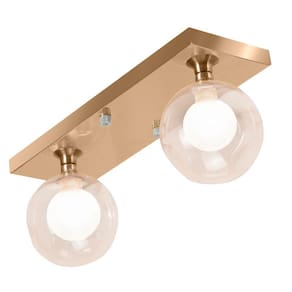 Lustre Retangular Duplo New Cobre Harmony Bolinha Ambar