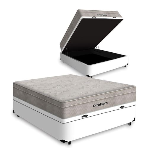 imagem-Cama Box Baú Viúva + Colchão De Molas Ensacadas - Ortobom - AirTech SpringPocket 128x188x67cm - Branco