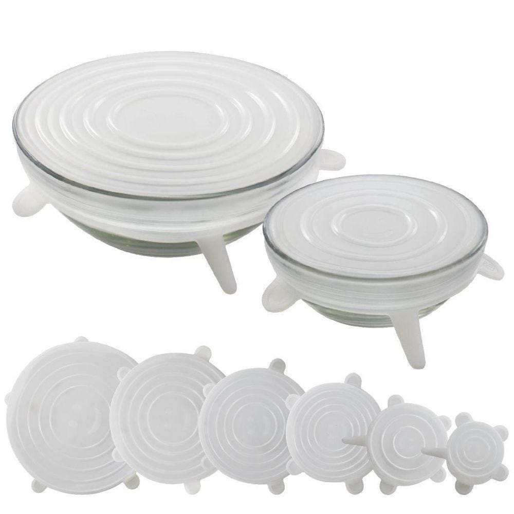Conjunto 6 Tampas Silicone Flexível Potes Universal
