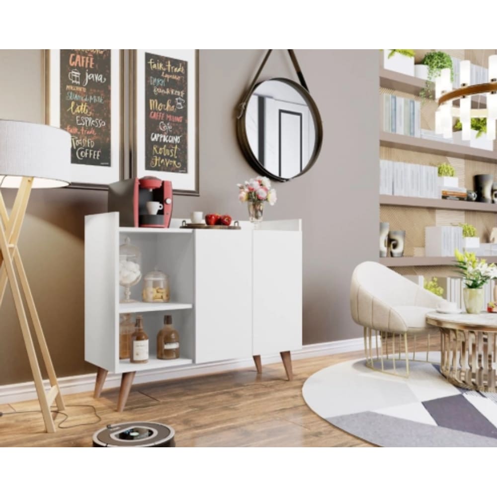 Aparador Buffet Galhardo Pés retro Branco - Mania de Móveis