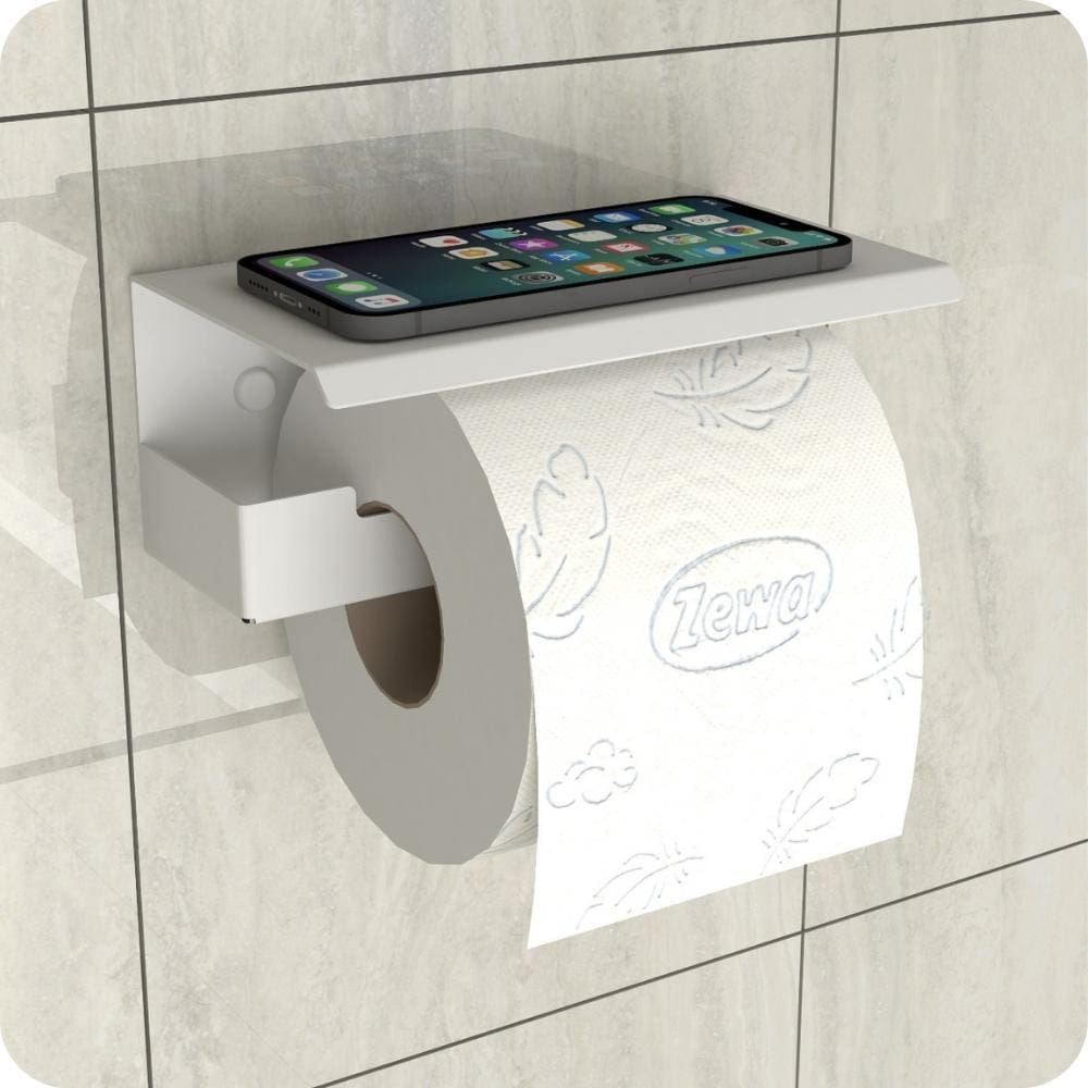 Porta Papel Higienico Com Suporte Para Celular Branco ELG