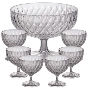 Jogo de sobremesa 7 peças Cristal incolor Plasutil