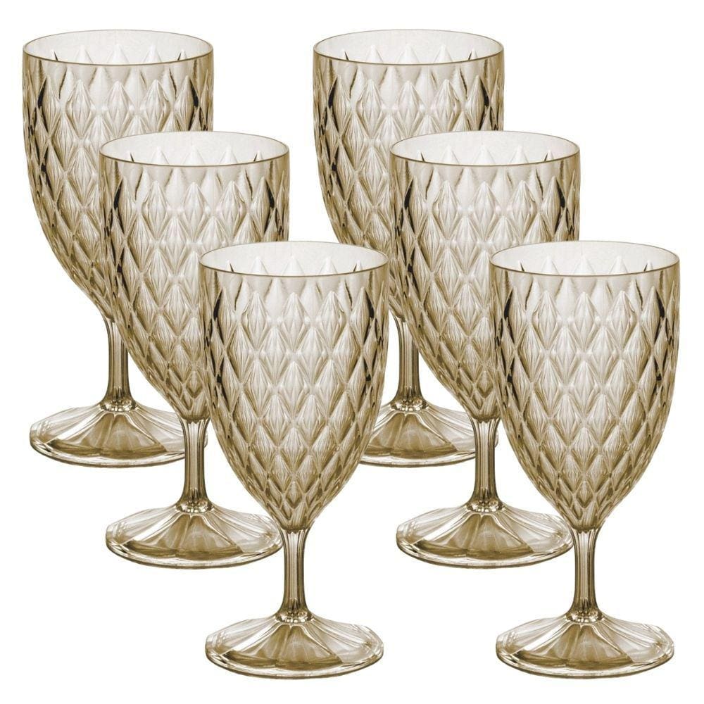 Kit 6 taças de água 380ml Cristal Âmbar Plasutil