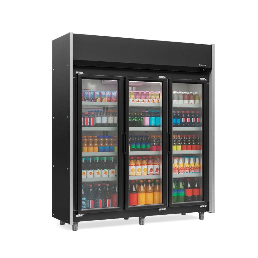 Refrigerador Vertical Auto Serviço 1200 litros Aço pintado em preto com Led Fros Free GEAS- 3 Portas PR Gelopar