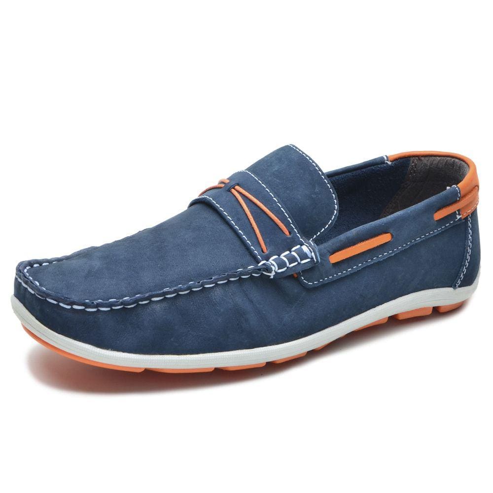 Mocassim Masculino Couro Bico Quadrado Solado Borracha