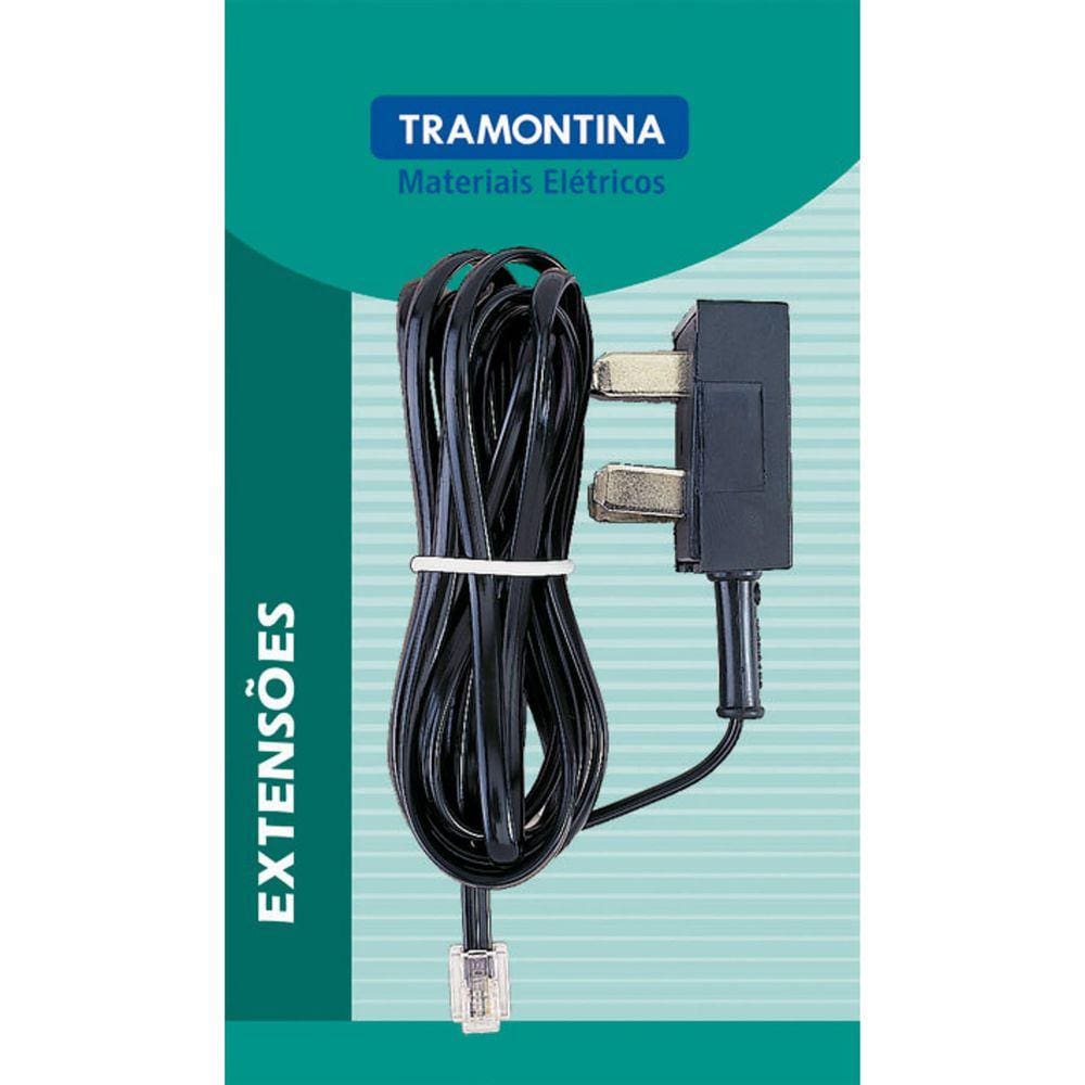 Extensão Telefônica Lisa para Tomada padrão Telebrás com Adaptador RJ11 Tramontina 5 metros Tramontina