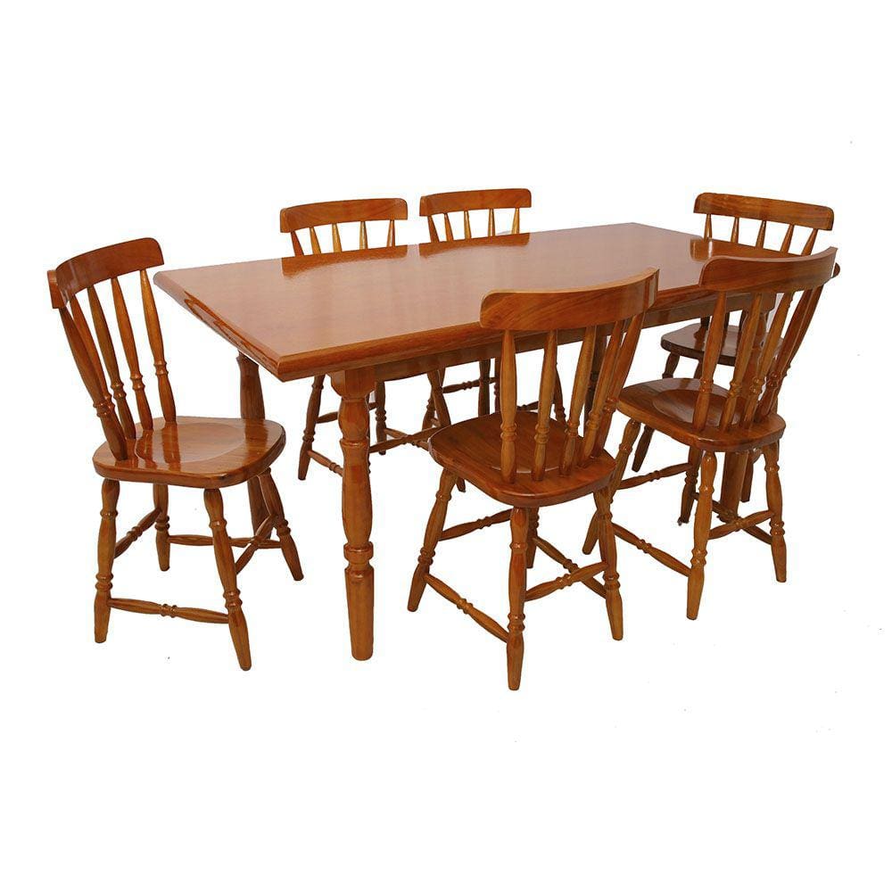 Mesa De Jantar 102LB E 06 Cadeiras 150LB Caramelo Brilho Piratini