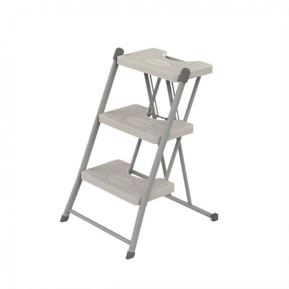 Escada Dobrável Cinza 3 Degraus Compacta 120Kg  - Anodilar