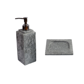 Kit Banheiro Bancada Lavabo Luxo em Pedra Sabão N02 Prata