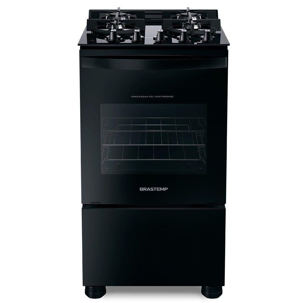 Fogão Brastemp 4 Bocas com Mesa de Vidro, Grades Duplas BFO4VAE