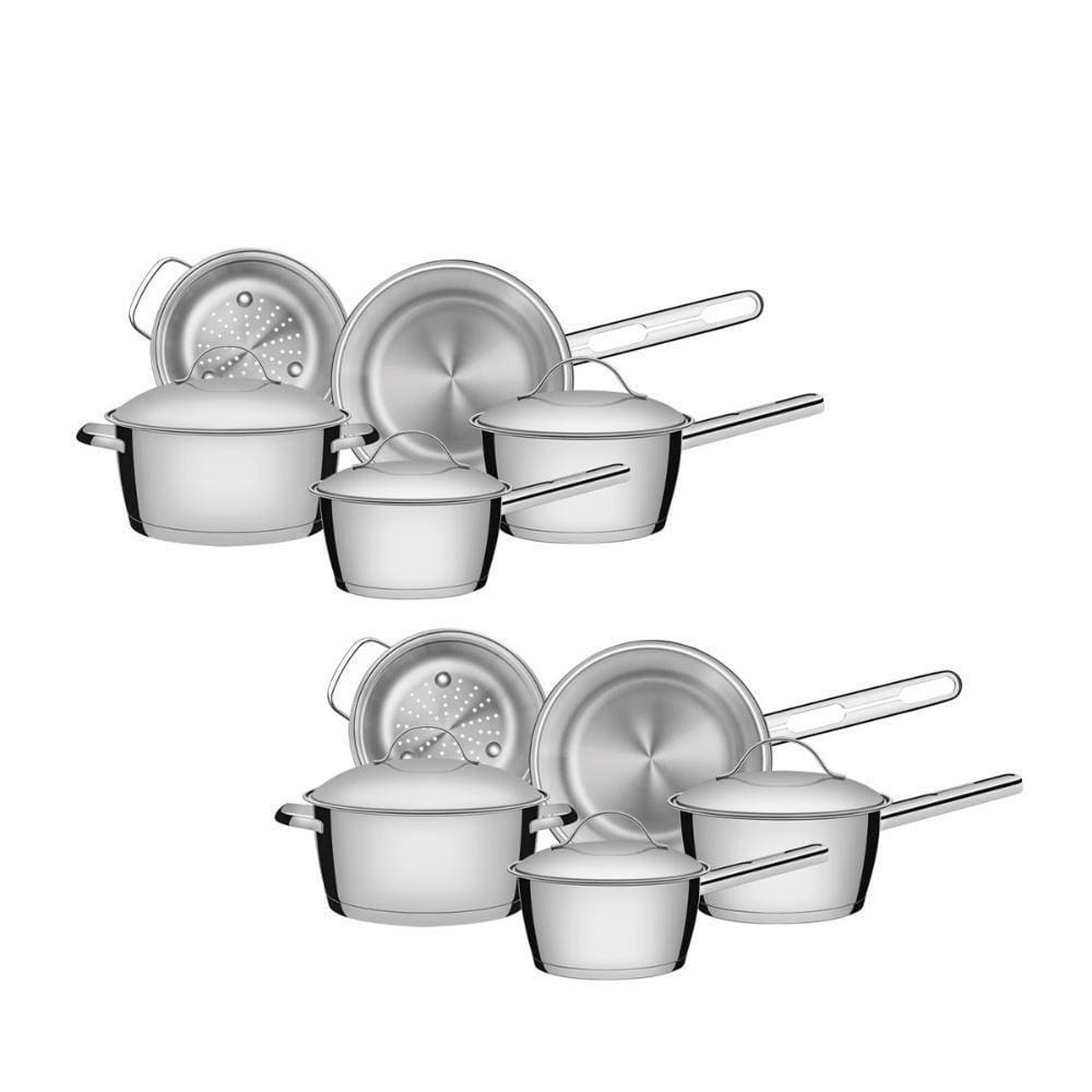 Kit - 2 Jogos De Panelas Allegra 5 Pçs Inox