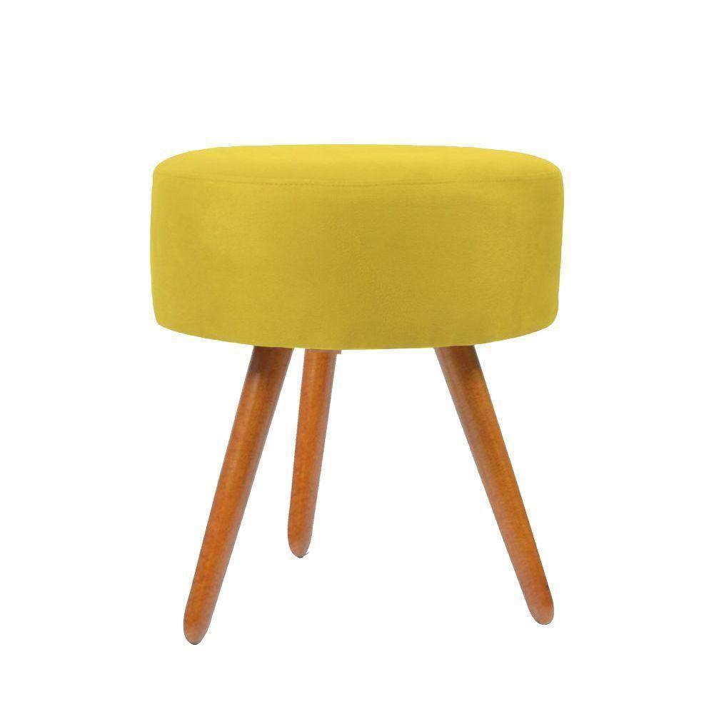 Puff Redondo Suede Cores A Escolha Pes Palito amarelo