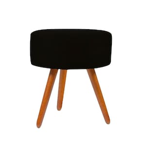 Puff Para Sala Redondo Pé Palito Suede preta