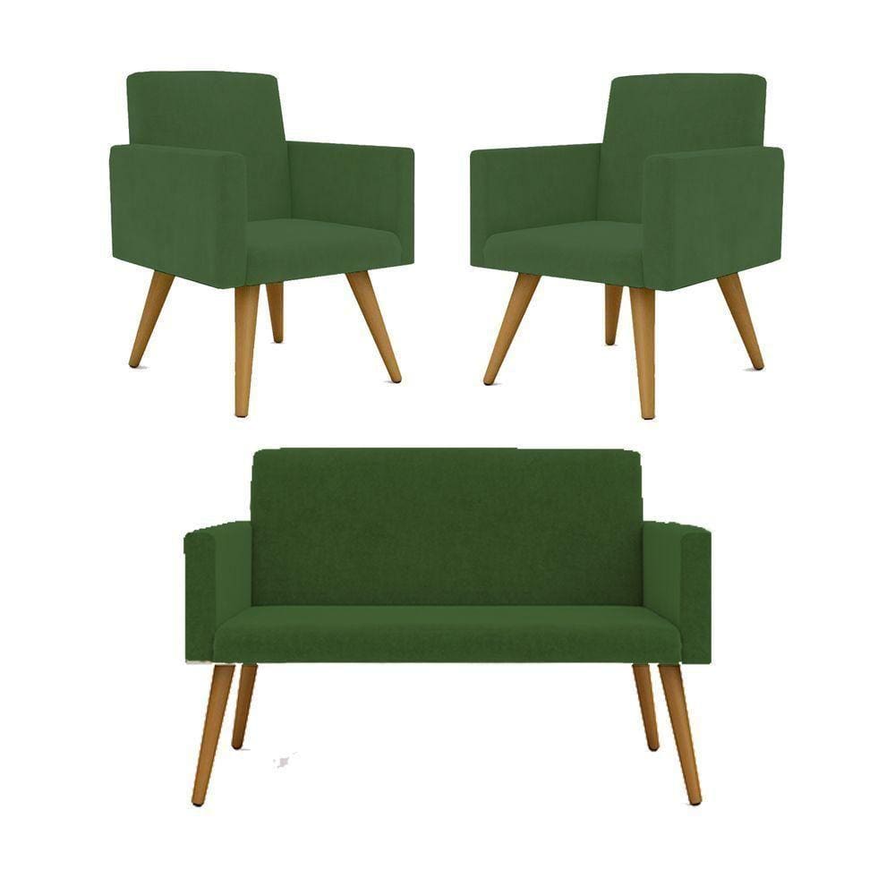 Kit Namoradeira + 2 Poltronas Nina Balaqui Decor Verde