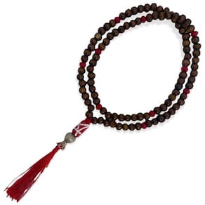 Japamala Ogum 108 Contas Em Madeira 8Mm Pompom Vermelho