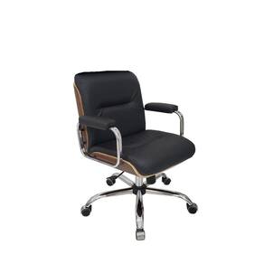Cadeira Eames Diretor Linha Capa Em Madeira Cromado Preto