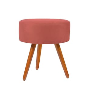 Puff Para Sala Redondo Pé Palito Suede rosa