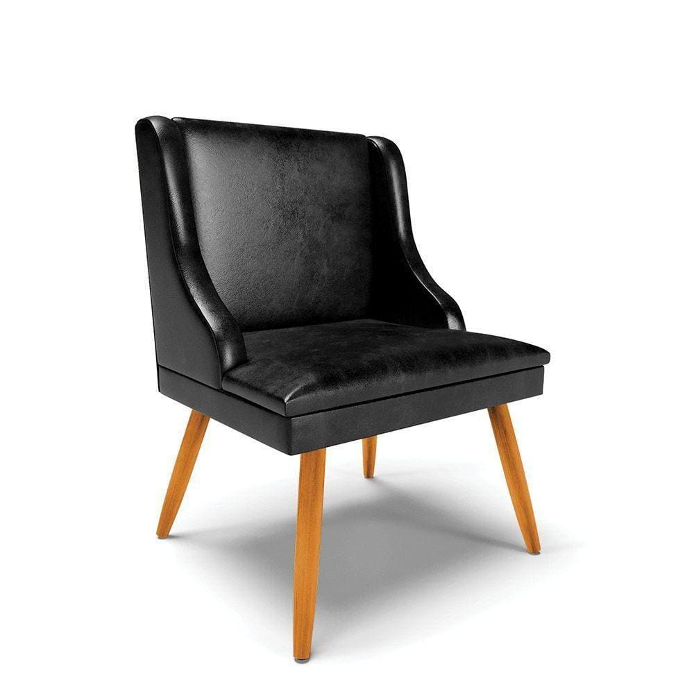 Cadeira Corano Preto Pés Palito Castanho