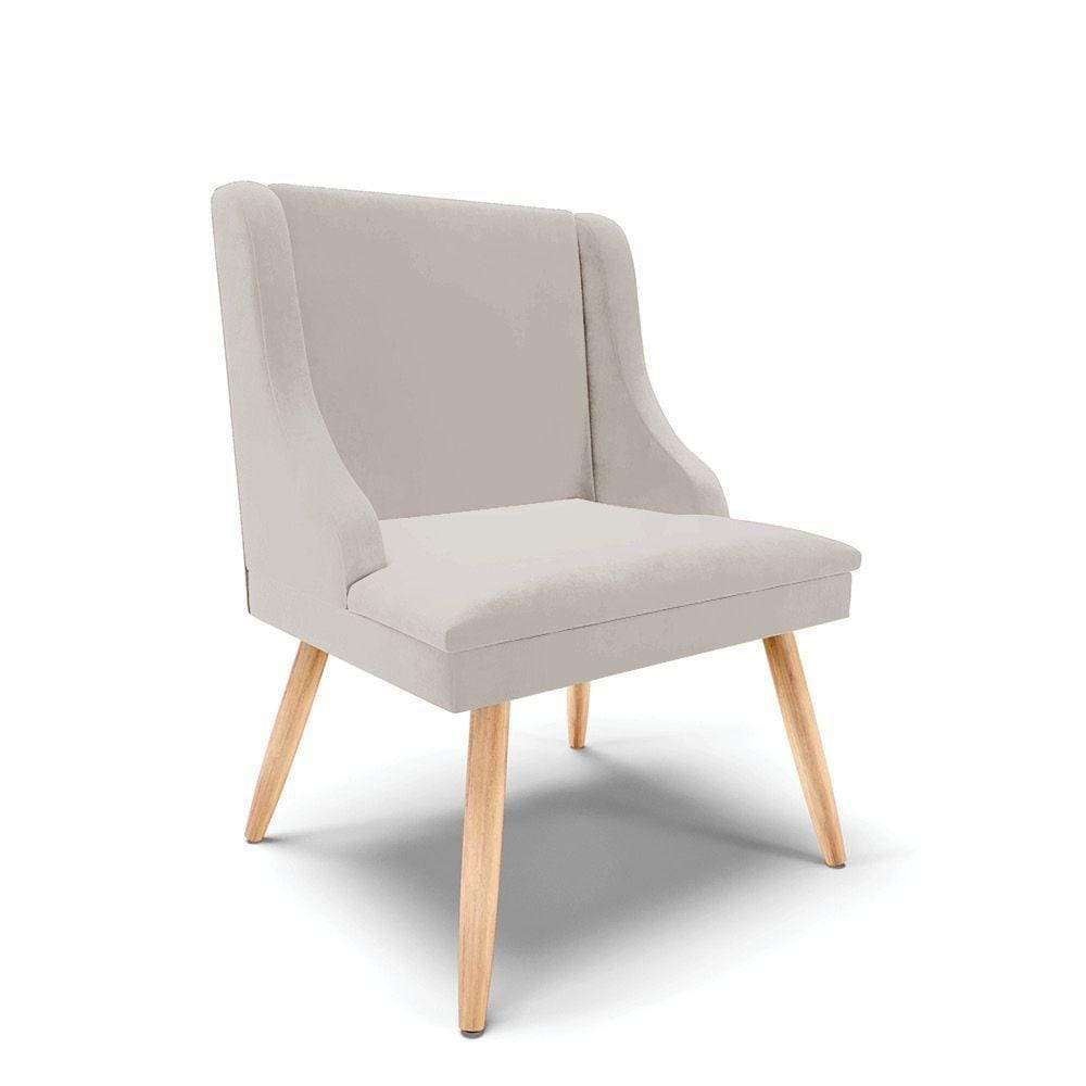 Cadeira Veludo Cinza Pés Palito Natural