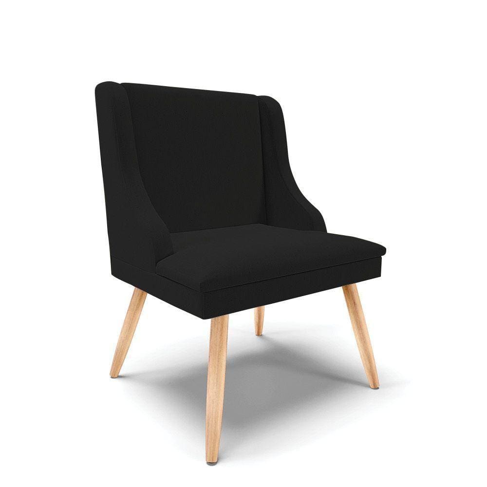 Cadeira Linho Preto A79 Pés Palito Natural