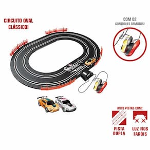 Pista de Corrida com Carrinhos - Auto Pista Turbo Run - Oval - DM Toys