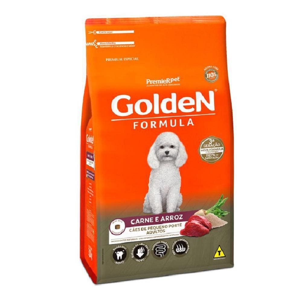 Ração Golden Fórmula Cães Adultos Carne Raças Pequenas 1Kg