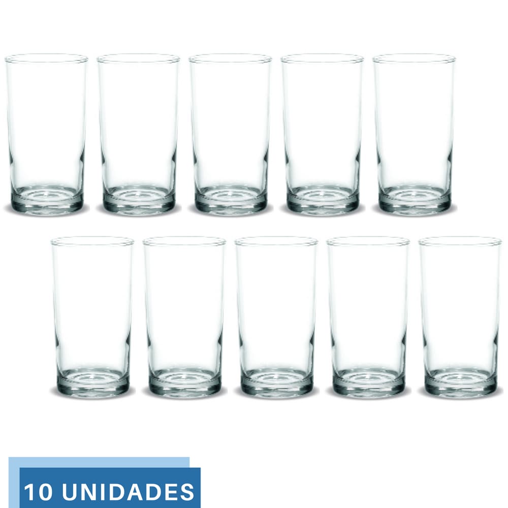 10 Copos 330ml Vidro Brooklyn Suco Agua Transparente Nadir