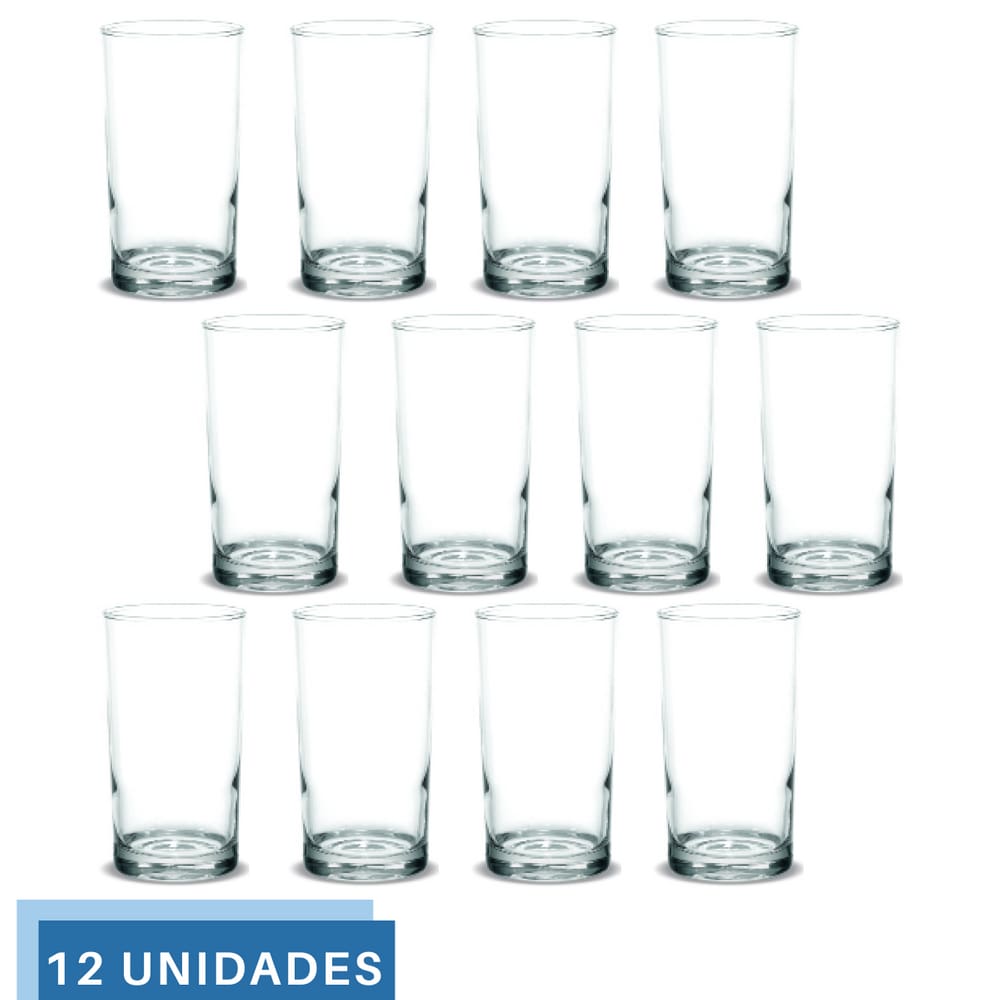 12 Copos 330ml Vidro Brooklyn Suco Agua Transparente Nadir