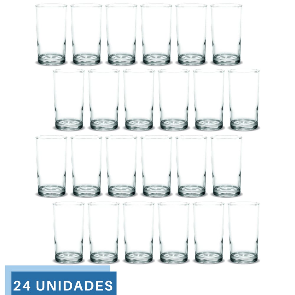 24 Copos 330ml Vidro Brooklyn Suco Agua Transparente Nadir