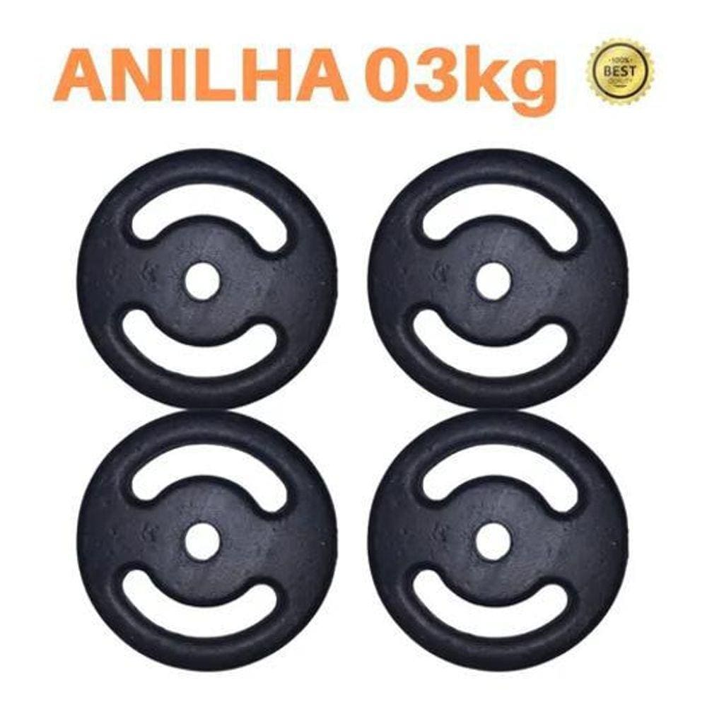 Kit 4 X Anilhas Super Premium De 3Kg Ferro Pintada