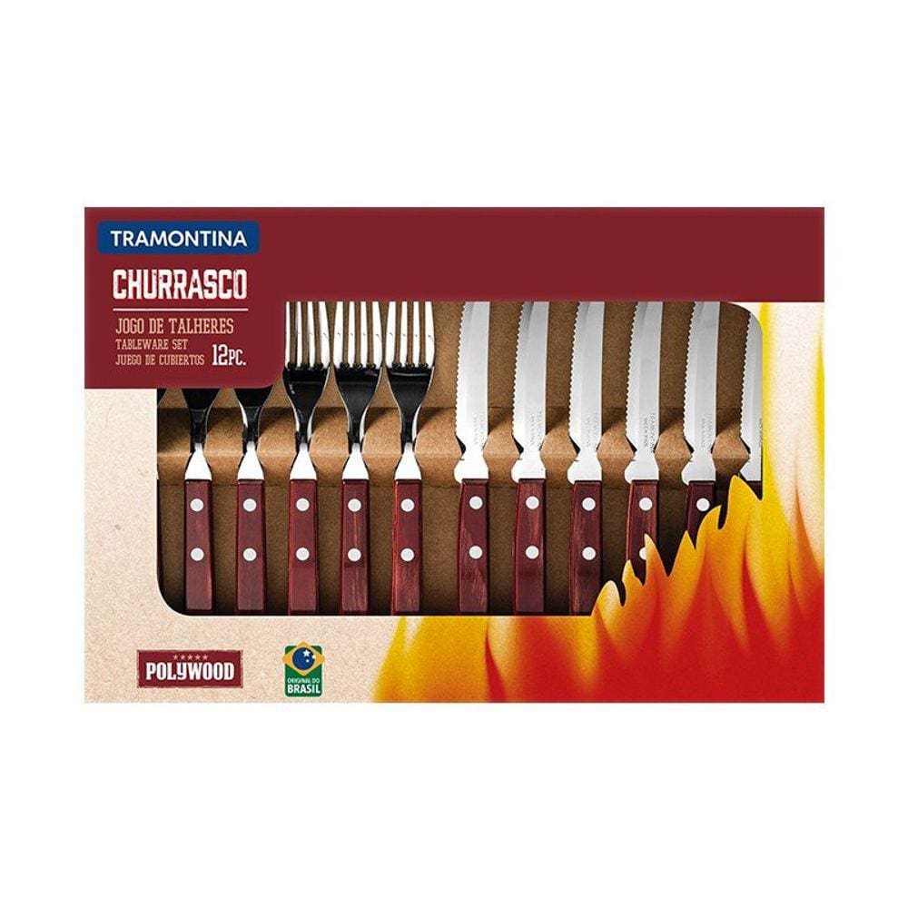 Jogo de Talheres 12 Peças Tramontina Churrasco 21199703 Vermelho