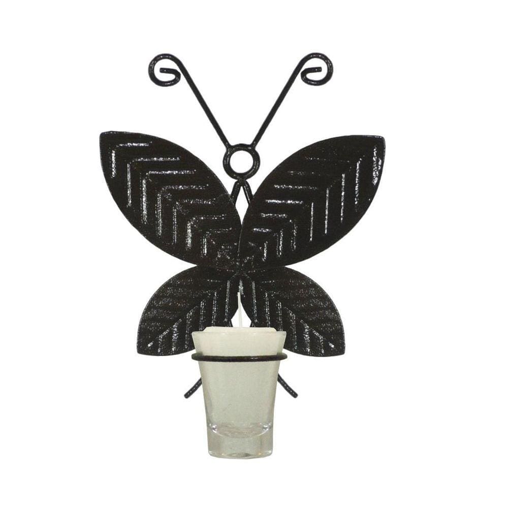Borboleta M 21 Cm Parede Porta Vela Branca Arandela