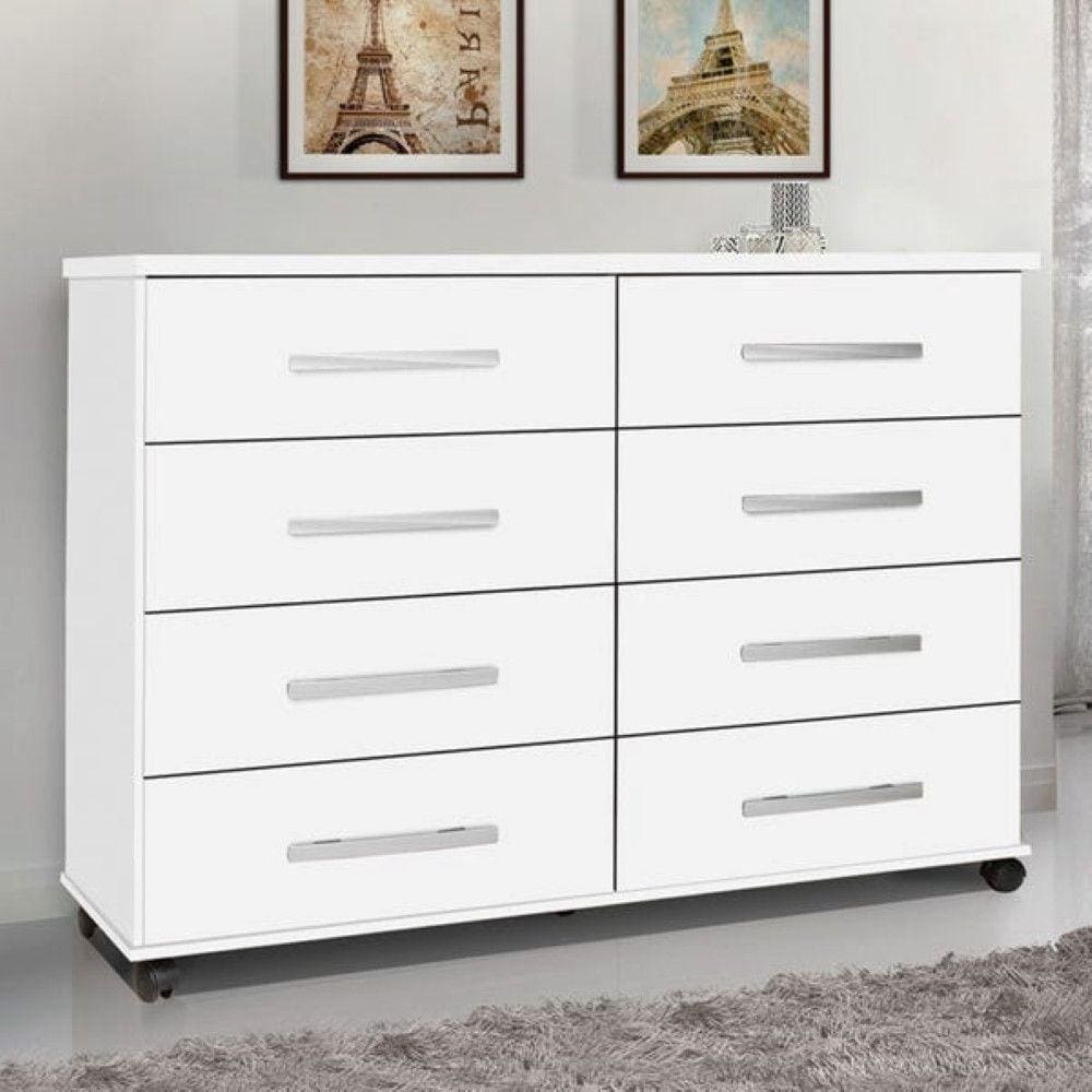 Cômoda 8 Gavetas Branco Brilho Jade Primus