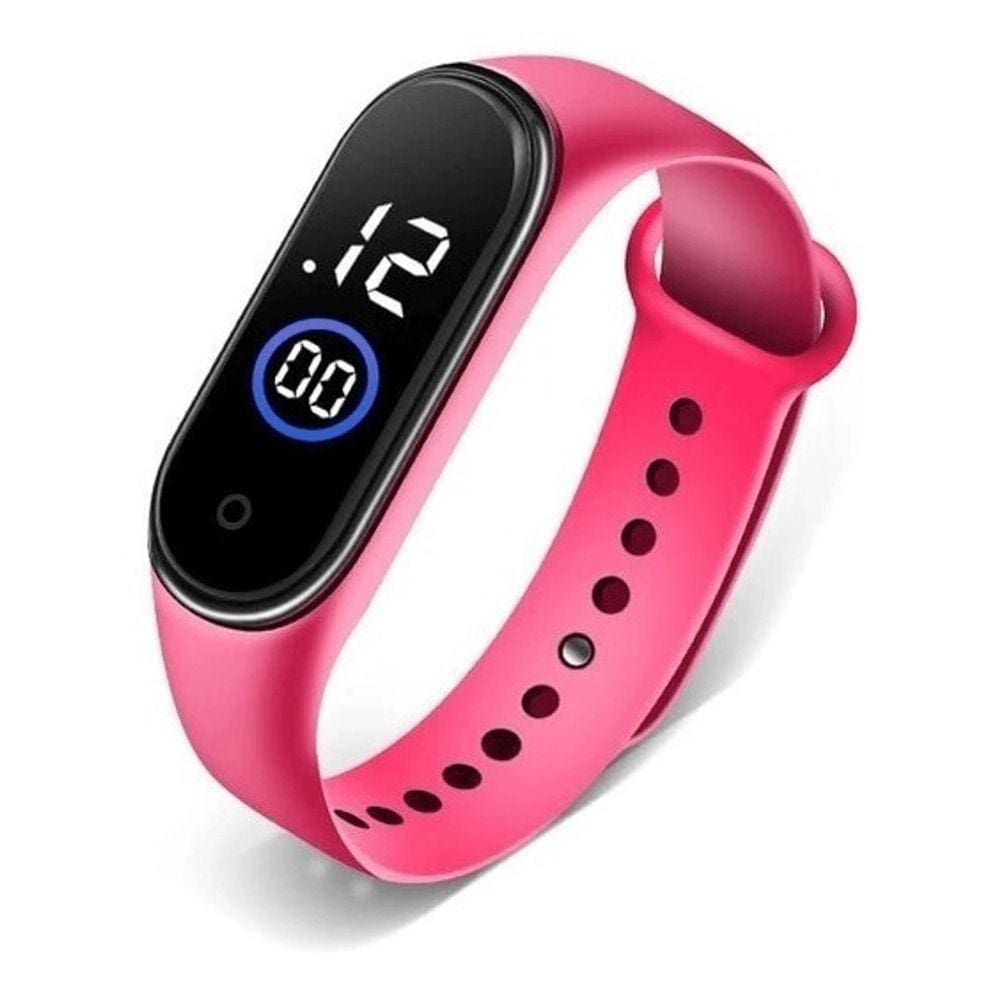Relógio De Pulso Digital Led Esportivo Resistente Água Rosa