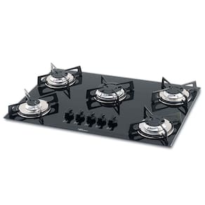 Fogao Cooktop Fischer De Embutir 5Q Gas Mesa Vidro - Preto