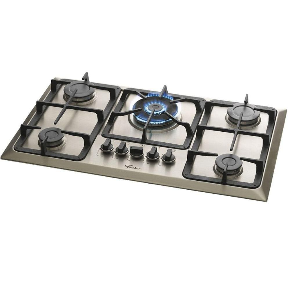 Fogao Cooktop Fischer 5 Bocas Tripla Chama A Gas Mesa Inox