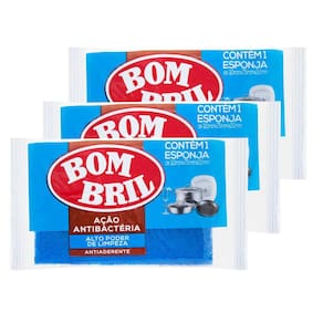 Esponja de Limpeza Bombril Antiaderente com 1 unidade | Kit com três unidades