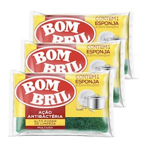 Esponja de Limpeza Bombril Multiuso 1 unidade | Kit com três unidades