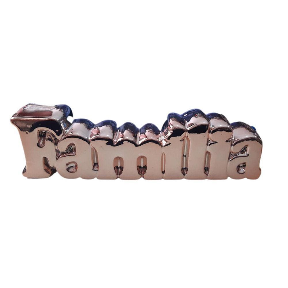 Enfeite Decorativo Família Rose Gold Em Cerâmica Metalizada