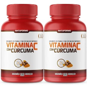 Kit 2 Potes Vitamina C E Cúrcuma 1000Mg 100Cpr Natuforme
