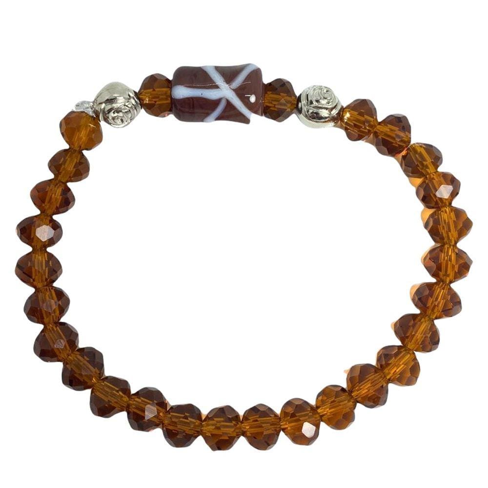 Pulseira Xangô Firma Marron Cristal E Silicone