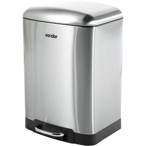 Lixeira Retangular 12 Litros Inox Cinza Vonder