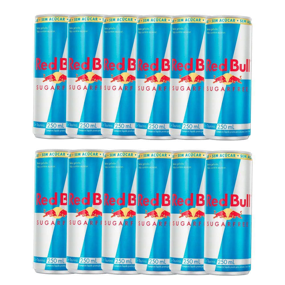 Energético Red Bull Sugarfree 250ml Kit com doze unidades