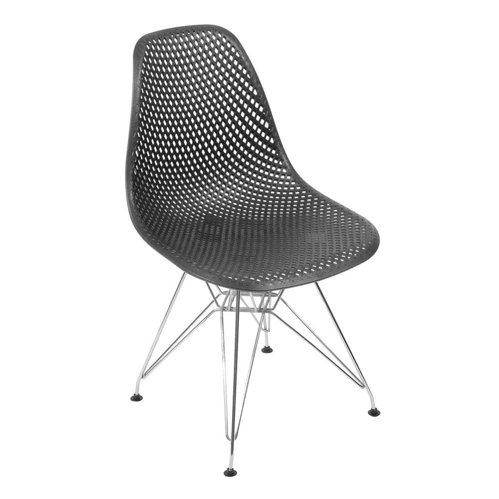 Cadeira Eames Colmeia Base Cromada - Preto