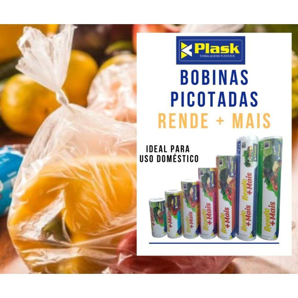 Bobina Picotada | Sacos Plásticos Rende+mais | 25x35 400un