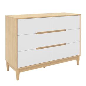 Cômoda Tomi 6 Gavetas - Carvalho Malva com Branco