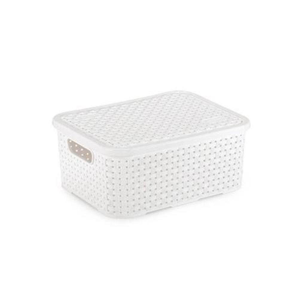 Cesto Organizador Pp Telado Rattan Com Tpa Branco - 138106