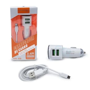 Carregador Celular Smartphone Carro Veicular 2 Usb Rápido