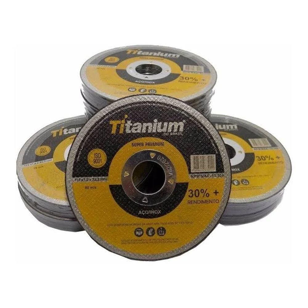 Kit Com 100 Unidades De Disco De Corte  4.1/2X3/64X7/8 Inox Super Premium Titanium