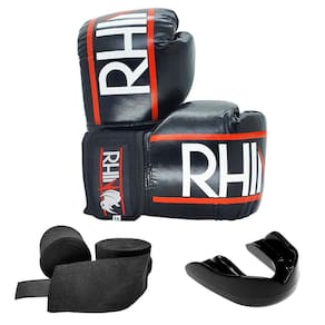 Kit Treino Boxe Kickboxing Rhino com Luva - Bandagem - Bucal